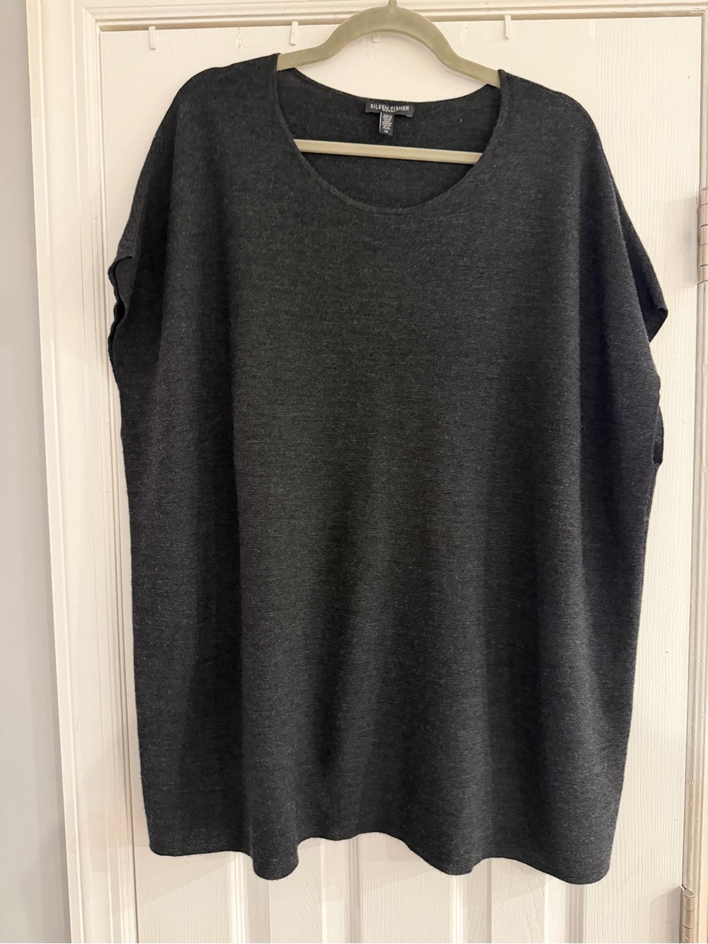 Eileen Fisher Woman 1X 100% Merino Wool Oversized Poncho Tunic Italian Yarn